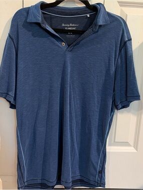 Tommy Bahama Blue Short-Sleeve Polo with Subtle Texture
